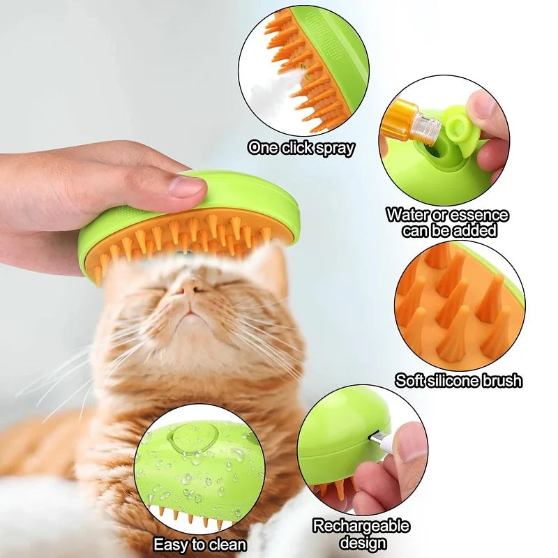 3 in 1 Steam hair removal for cat/dog grooming brush