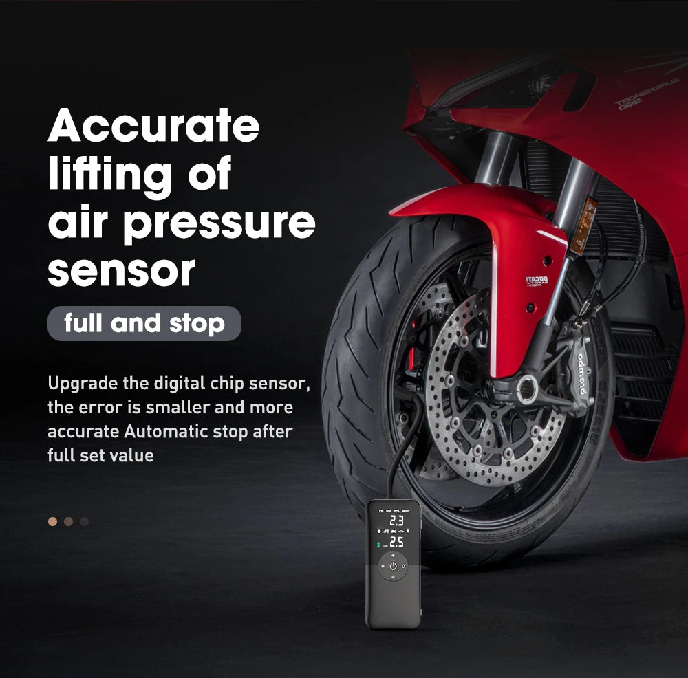 Cordless Rechargeable Digital Inflator for Motorcycles