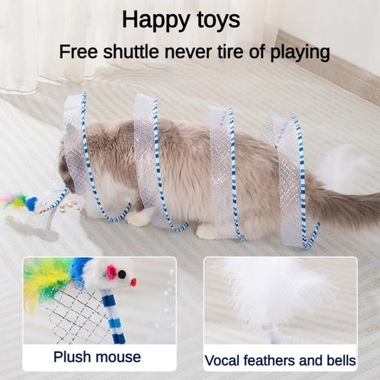 Cat Spiral Tunnel Toy with Prey