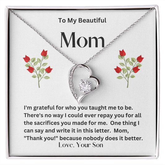 Forever Love Necklace   Son to Mother